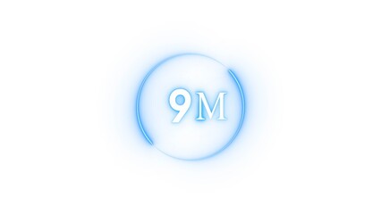 Congratulation 9M subscriber.  Neon number followers' illustration number.
