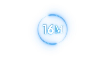 Congratulation 16M subscriber.  Neon number followers' illustration number.