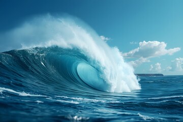 Ocean picture with wave in blue color