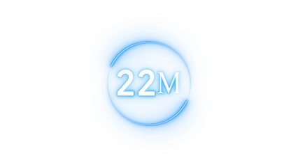 Congratulation 22M subscriber.  Neon number followers' illustration number.