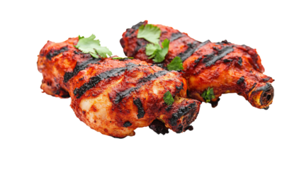 Grilled Chicken Legs with Spices isolated on a transparent background