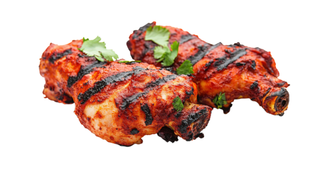 Grilled Chicken Legs with Spices isolated on a transparent background