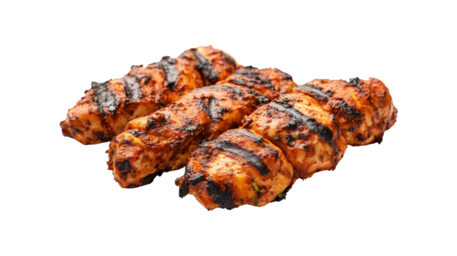 Grilled Chicken Pieces isolated on a transparent background