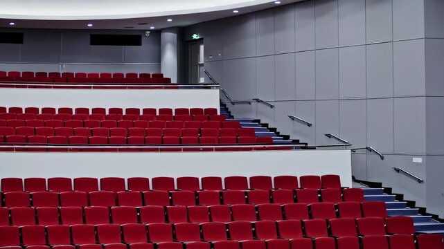 Empty tiered seating area in a modern auditorium