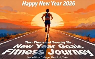 New year fitness goals journey running motivation for success in twenty six on transparent background