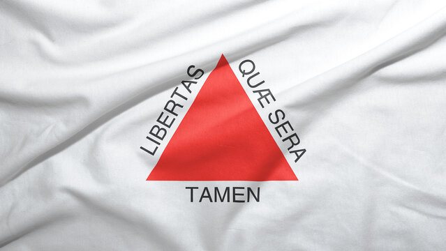 Minas Gerais state of Brazil flag full frame width on the fabric texture background close-up high resolution