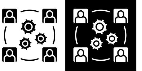 Fototapeta premium Team Coordination Icon Set White Style Collection