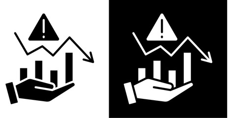 Fototapeta premium Financial Crisis Icon Set White Style Collection