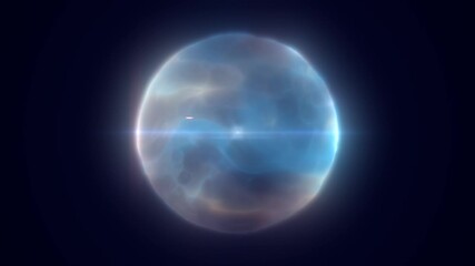 Glowing blue energy sphere radiating light in dark space, symbolizing power, fusion, and cosmic energy - Powered by Adobe