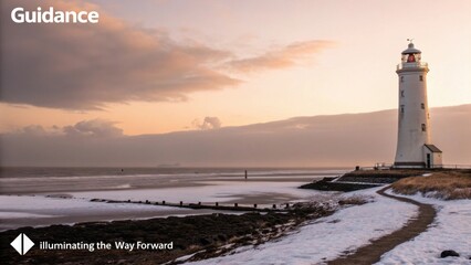 A serene beach at sunset with a vast horizon and muted tones