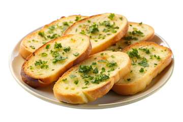 plate of garlic bread image isolated on a transparent