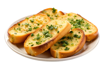plate of garlic bread image isolated on a transparent background