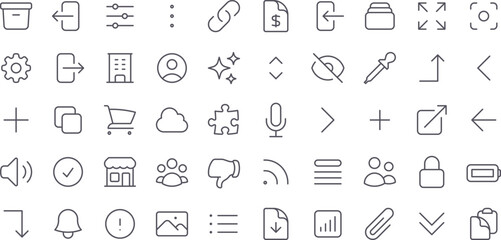Editable stroke icons set outline ui icons set vector design interface user experience symbols graphic elements for web and mobile  vector iconss set, thin linear icons set illustration.