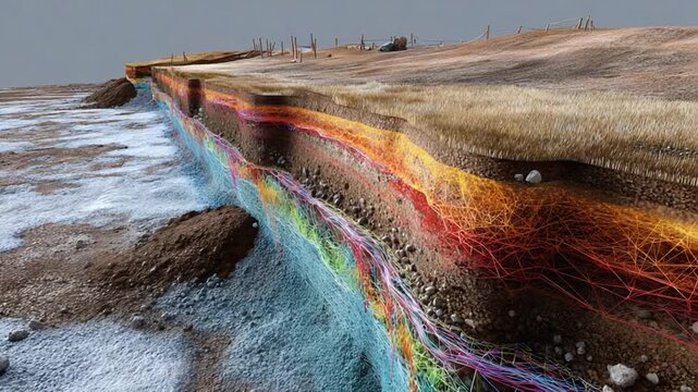 Earth's layers: An artistic representation of the Earth's layers showcases its core and mantle. revealing layers of color and texture, capturing the majesty of our planet.