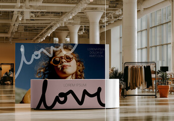 Exhibition Display Mockup in Modern Showroom