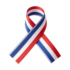 Red White Blue Awareness Ribbon Isolated on White – Patriotic Support Symbol