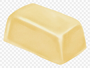 Watercolor butter block for baking and Thanksgiving cooking design. Vector.