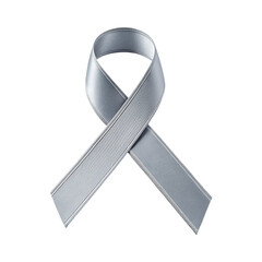 Gray Support Ribbon – Realistic 3D Render for Health Awareness Campaigns