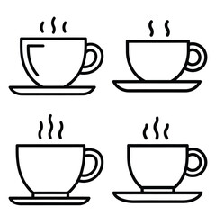 coffee cup outline icon set, black color and white background