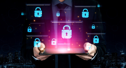 Concept of cybersecurity and a secure network. Multiple layers of data encryption and firewall protection in browsers ensure online privacy and safety from cyber threats. Fermion