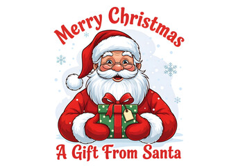 Merry christmas santa claus gift illustration holiday season vector art on transparent background