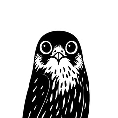Falcon. Falcon simple black and white line art vector logo