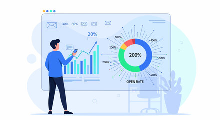 Fototapeta premium Analyzing Email Open Rate On A Device Digital Marketing Concept