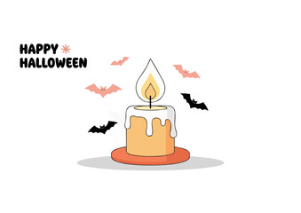 Stylized candle illustration on colorful decorative border concept