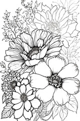Windflower Anemone – Lineart Coloring Page on White