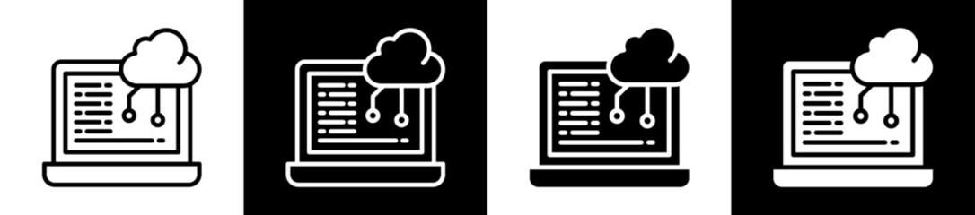 Cloud Computing Icon Set In Black And White Filled Style Collection