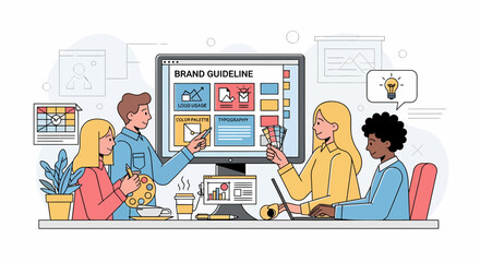 Teamwork Collaboration On Brand Guidelines For A Modern Business