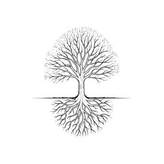 Naklejka premium Artistic Illustration of a Tree Symbolizing Growth and Life in a Minimalistic Design