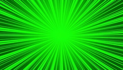 Abstract green radial lines radiating outwards, comic book style vector background,  spin,  speed