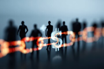 A conceptual art piece depicting the financial gateway of civilization, each organization contributing to the bond of commerce through an indexed operation under review