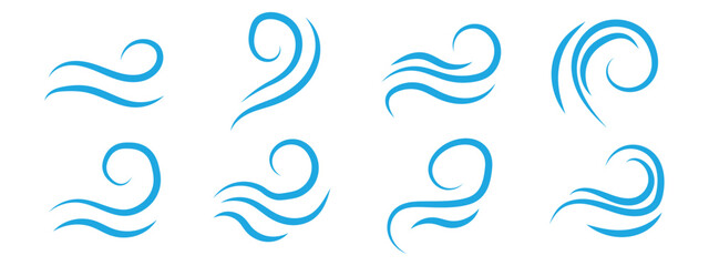 Wind air line effect in doodle style icon vector. swirl speed waves, air flow, stormy winds symbol. vector illustration.