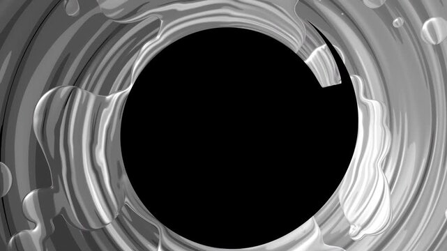 Hand Drawn Swirling Spiral Wave Liquid Fluid Transition on Alpha Channel, Looped
