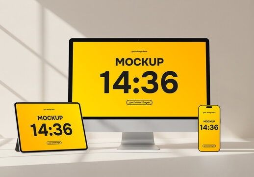Responsive design front view mockup