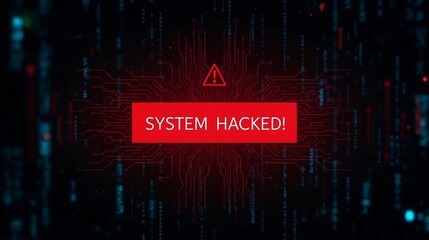 Intense System Hacked Alert Cyber Video for Thriller Movies, Cybersecurity Training, Video Game Scenes, Tech Advertisements, and Corporate Security Presentations