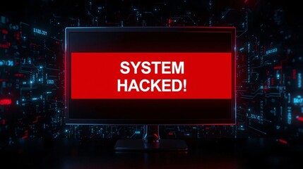 Intense System Hacked Alert Cyber Video for Thriller Movies, Cybersecurity Training, Video Game Scenes, Tech Advertisements, and Corporate Security Presentations
