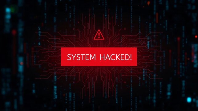 Intense System Hacked Alert Cyber Video for Thriller Movies, Cybersecurity Training, Video Game Scenes, Tech Advertisements, and Corporate Security Presentations