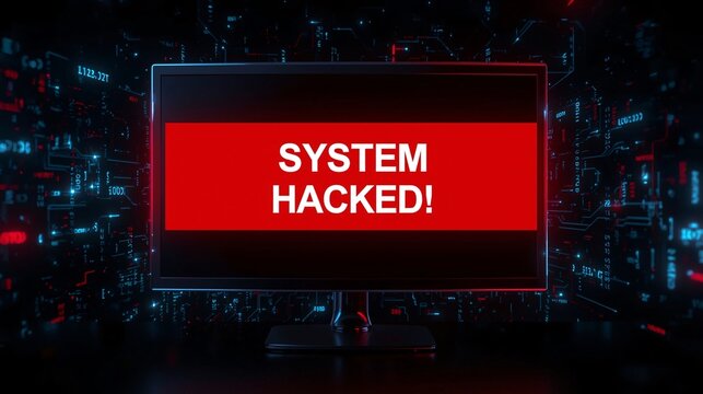 Intense System Hacked Alert Cyber Video for Thriller Movies, Cybersecurity Training, Video Game Scenes, Tech Advertisements, and Corporate Security Presentations
