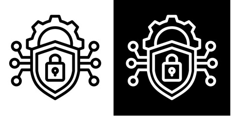 Obraz premium Cybersecurity Protection Icon Set White Style Collection