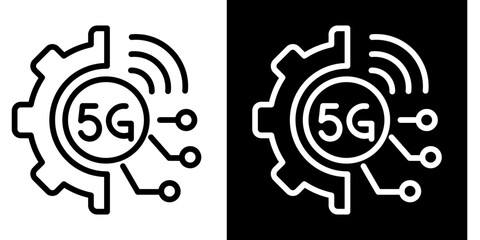 5G Business Connectivity   Icon Set White Style Collection