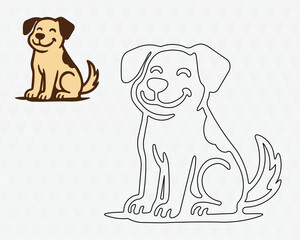 Happy Puppy  Dog Coloring Page