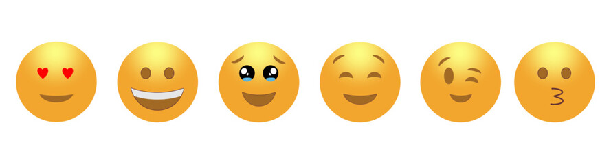 Hand drawn doodle emoticons set. Chalk or marker style faces with various expressions isolated on transparent