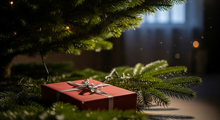 Christmas Gift Under Tree Festive Holiday Present, Celebration, realistis,new year 2026, 2026