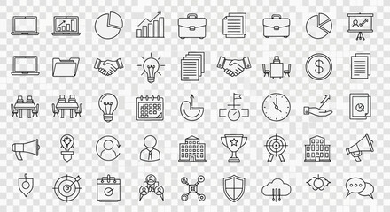 Set of business and finance icons simple line vector design elements for web and mobile apps isolated on white background