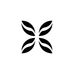 Four leaf clover black and white on transparent background silhouette