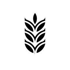 Stylized wheat stalk illustration on transparent background silhouette