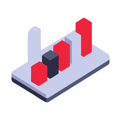 Bar Graph 3D Isometric Icon